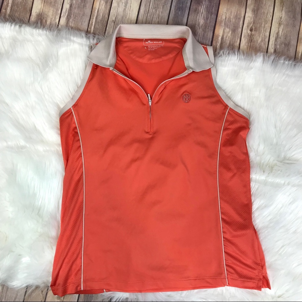 Peter Millar Sleeveless 1/4 zip polo top Size L